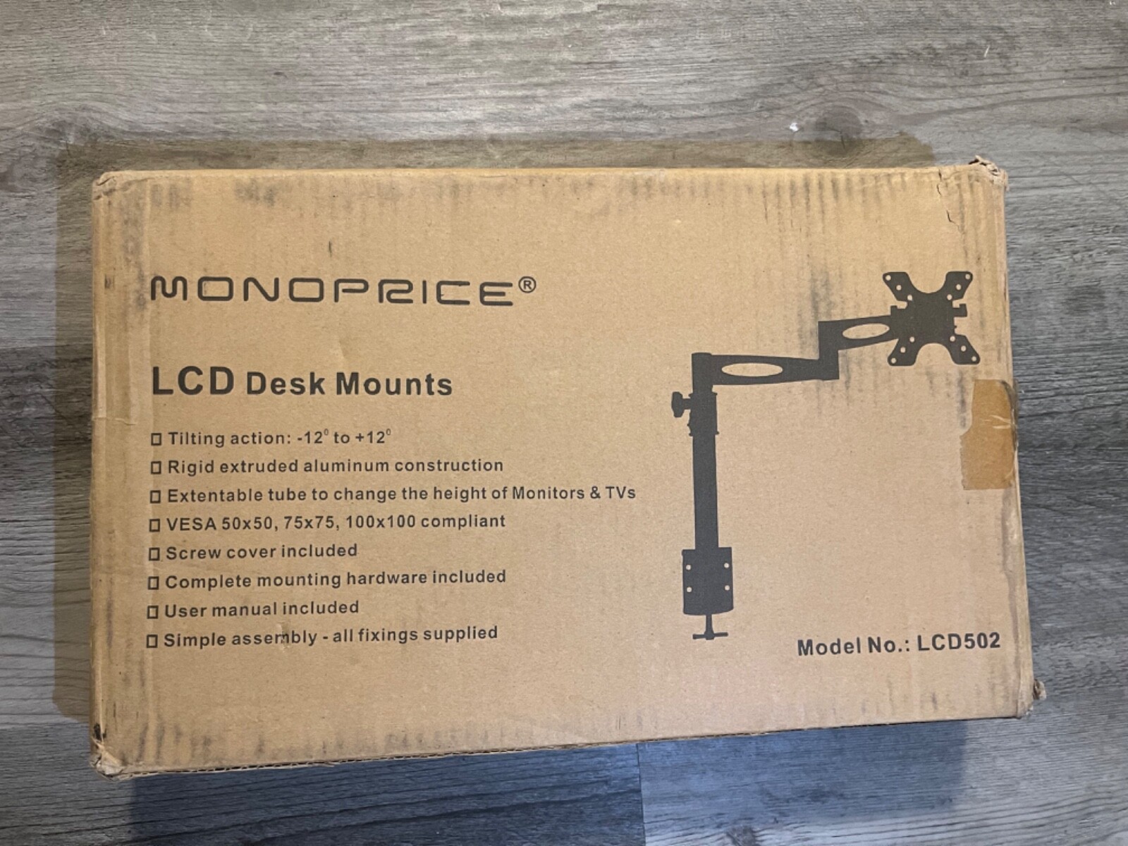 NEW Monoprice LCD-502 Adjustable Tilting Desk Mounts