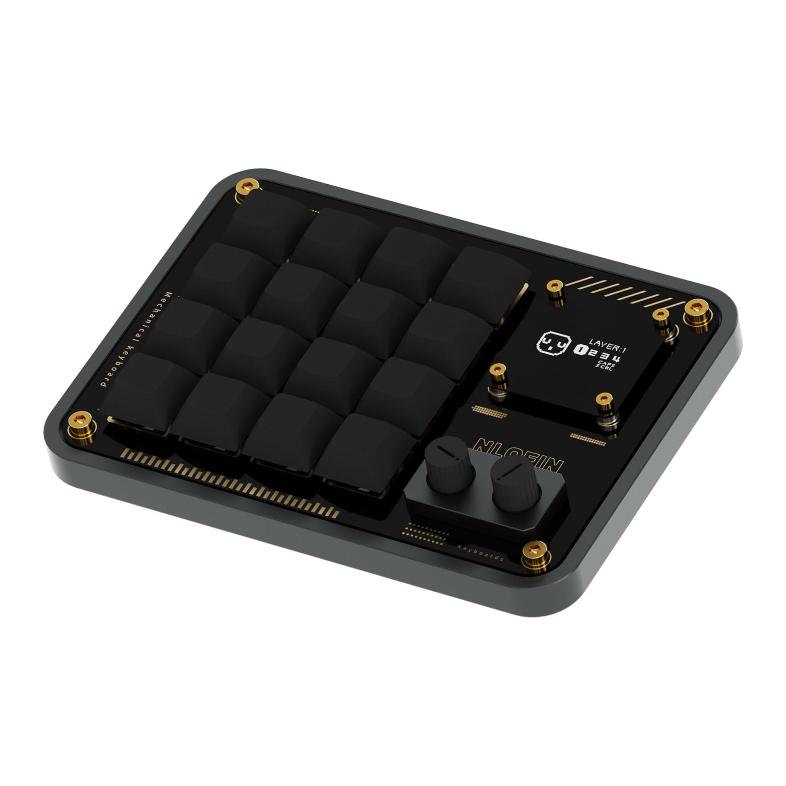 Double Knob Custom Macro Pad Programmable Designer Mini Keyboard 16 Keys with...