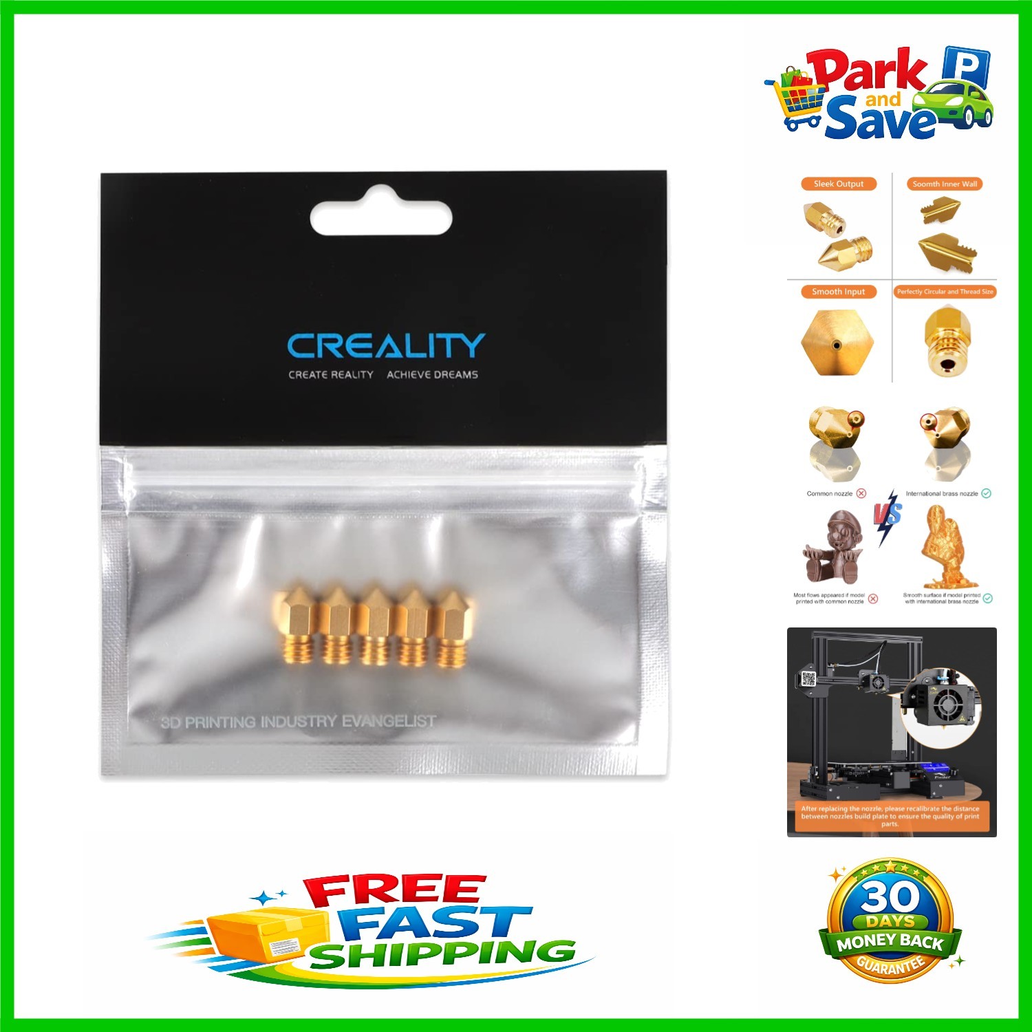 Upgrade Your Ender 3 with 5PCS 0.4mm Brass Hotend Nozzles - MK8 Compatible