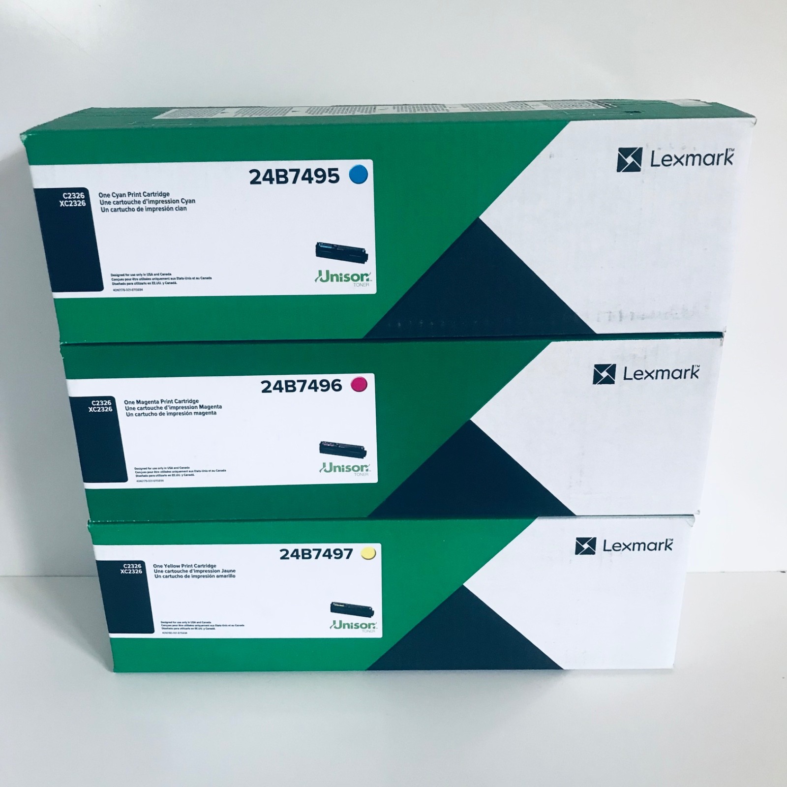 Genuine Lexmark 24B7495 Cyan 24B7496 Magenta 24B7497 Yellow Color Toner Set OEM