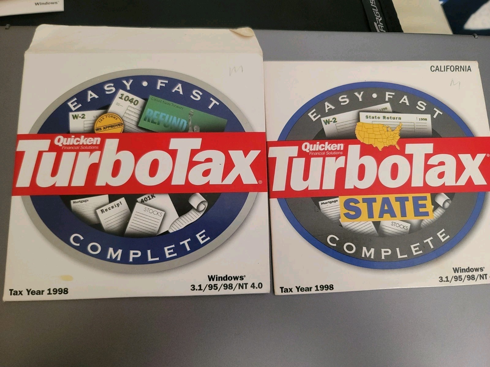 TurboTax  1998 Federal Tax Return Windows and California State CDs + Quicken 98