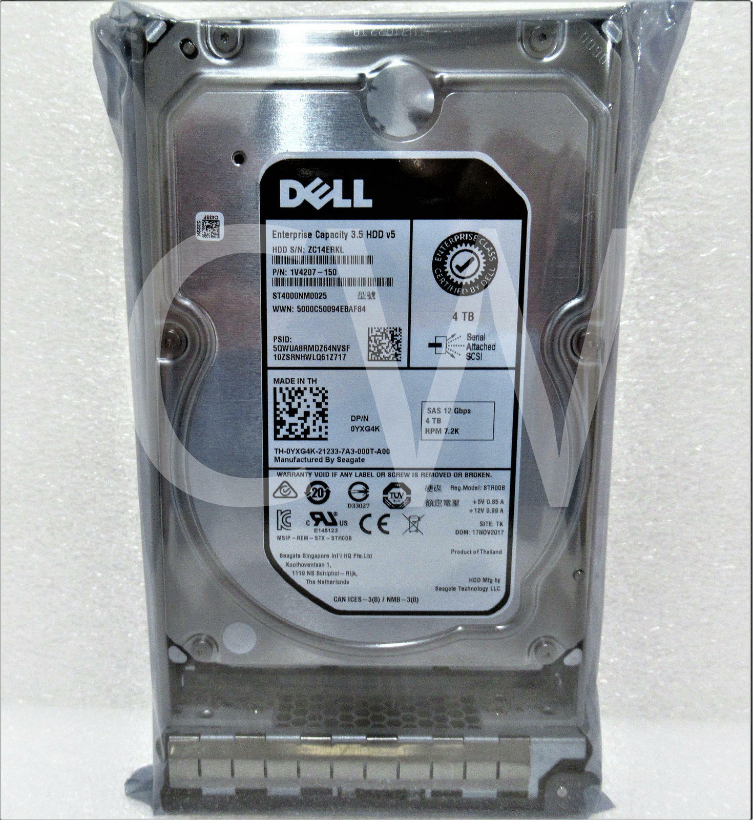 YXG4K ST4000NM0025 Dell GEN13 4TB 7.2K RPM 12G 3.5"SAS HDD M710hd M905 R420 T710