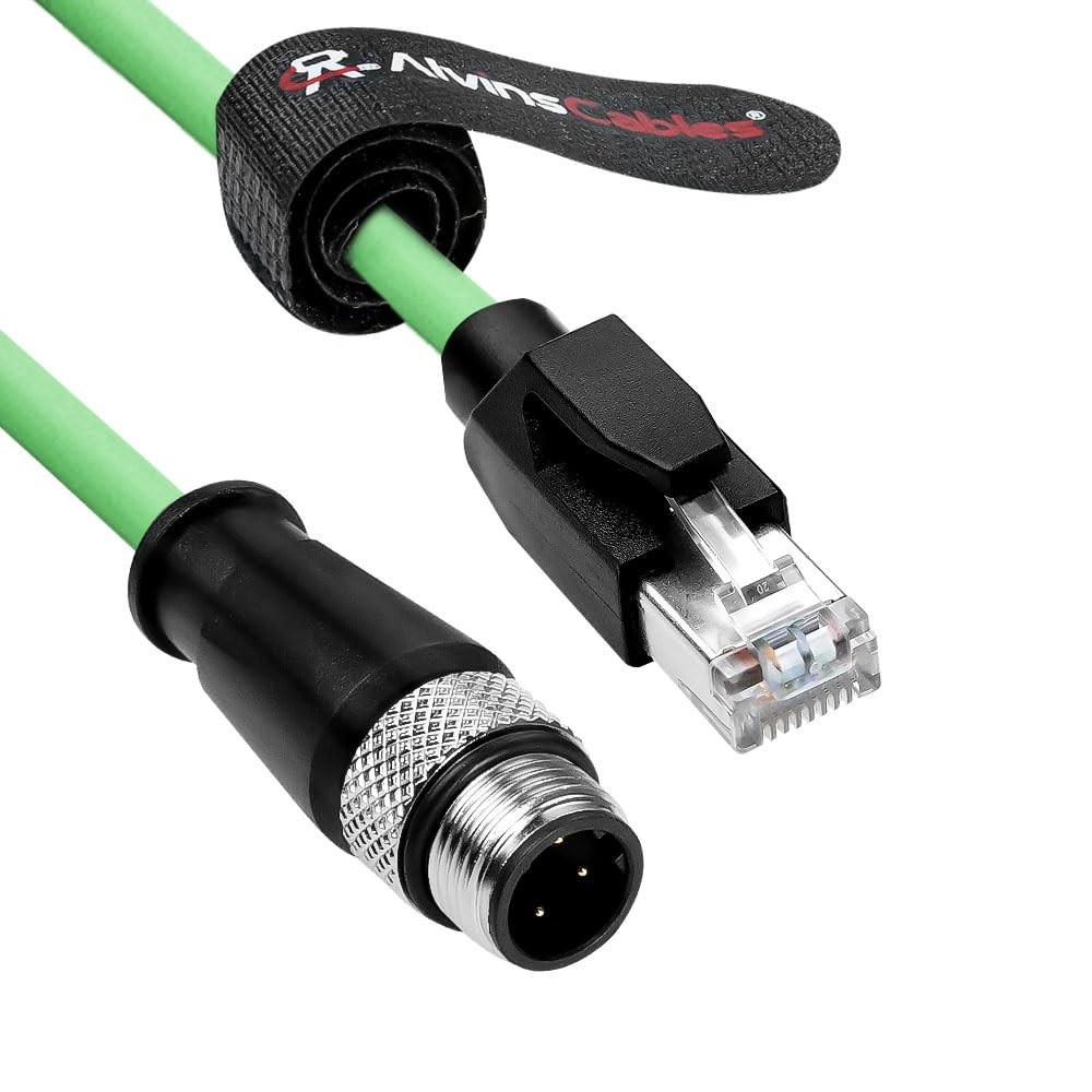 M12 D-Code 4 Pin Male to RJ45 Ethernet Cable Flex for Industrial Camera Sensor