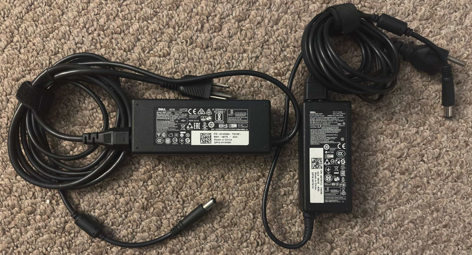 Lot of 2 - Genuine Dell Power Supply - 0Y4M8K: 90W 19.5V and 06TM1C: 65W 19.5V