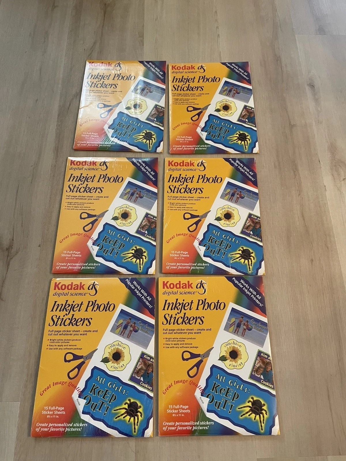 Kodak Inkjet Photo Stickers 90 PAGES 360 3X3 3/4 STICKERS  Bulk Lot 6 NEW PACKS