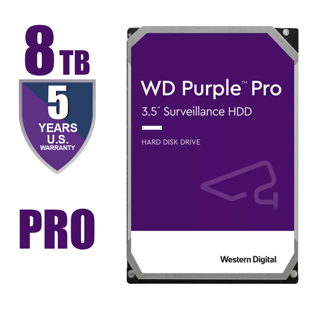 8TB Internal Hard Drive WD Purple PRO 3.5" Surveillance HDD 256MB WD8002PURP