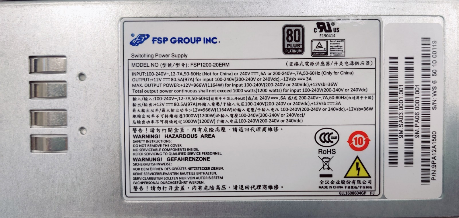 New FSP1200-20ERM 1200W Power Supply Module x 1 pc