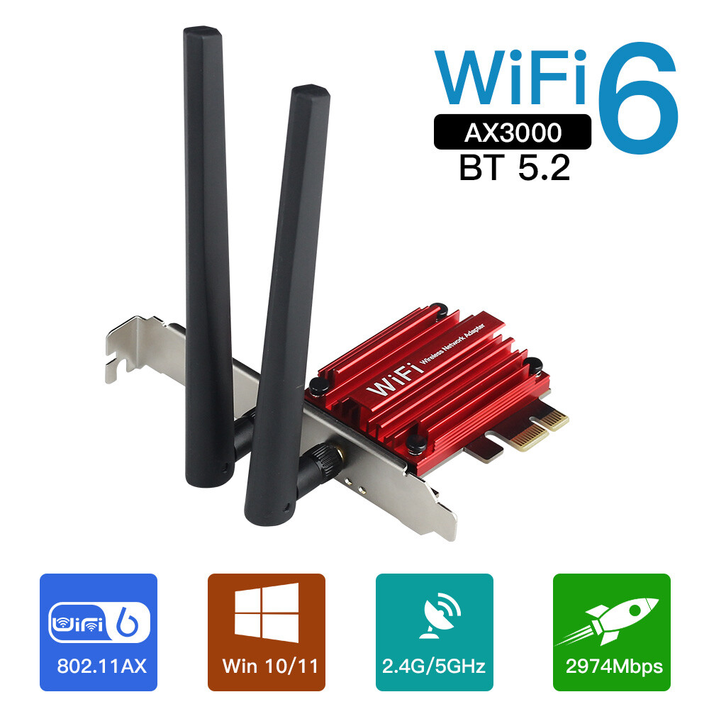 Intel AX200 WiFi 6 Card AX3000Mbps PCIe Dual Band 802.11AX Bluetooth 5.2 Adapter