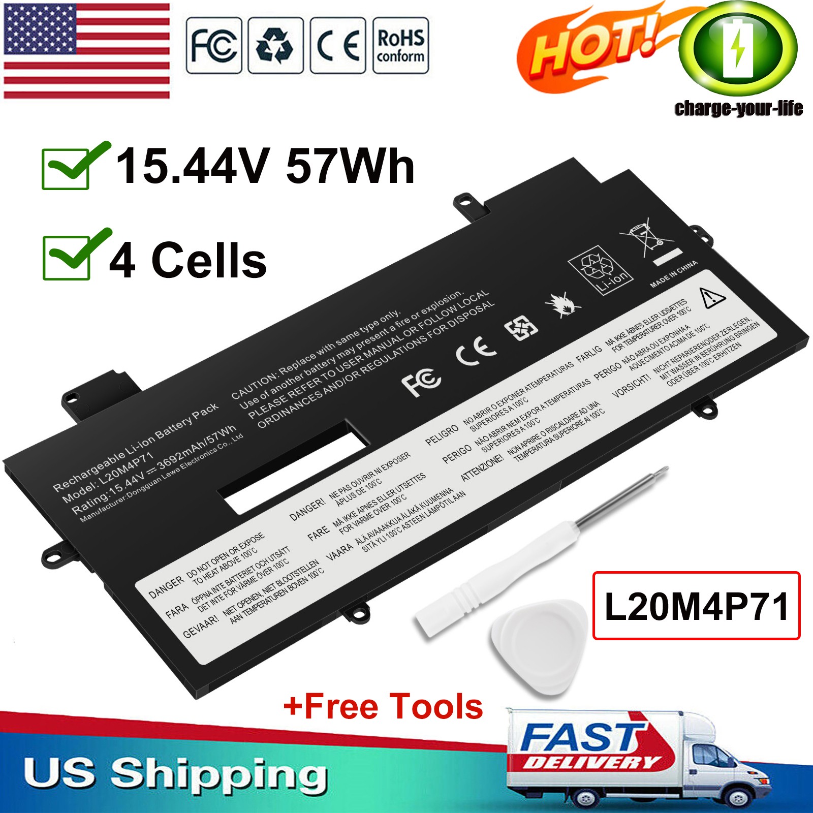 ✅New L20C4P71 L20D4P71 L20M4P71 Battery for Lenovo ThinkPad X1 Carbon Gen 9/10