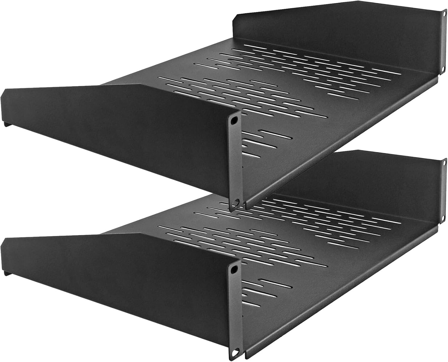 RIVECO 2 PCS 2U Rack Shelves 14 Inch Depth, Mount Vented 14 Inch, Black 