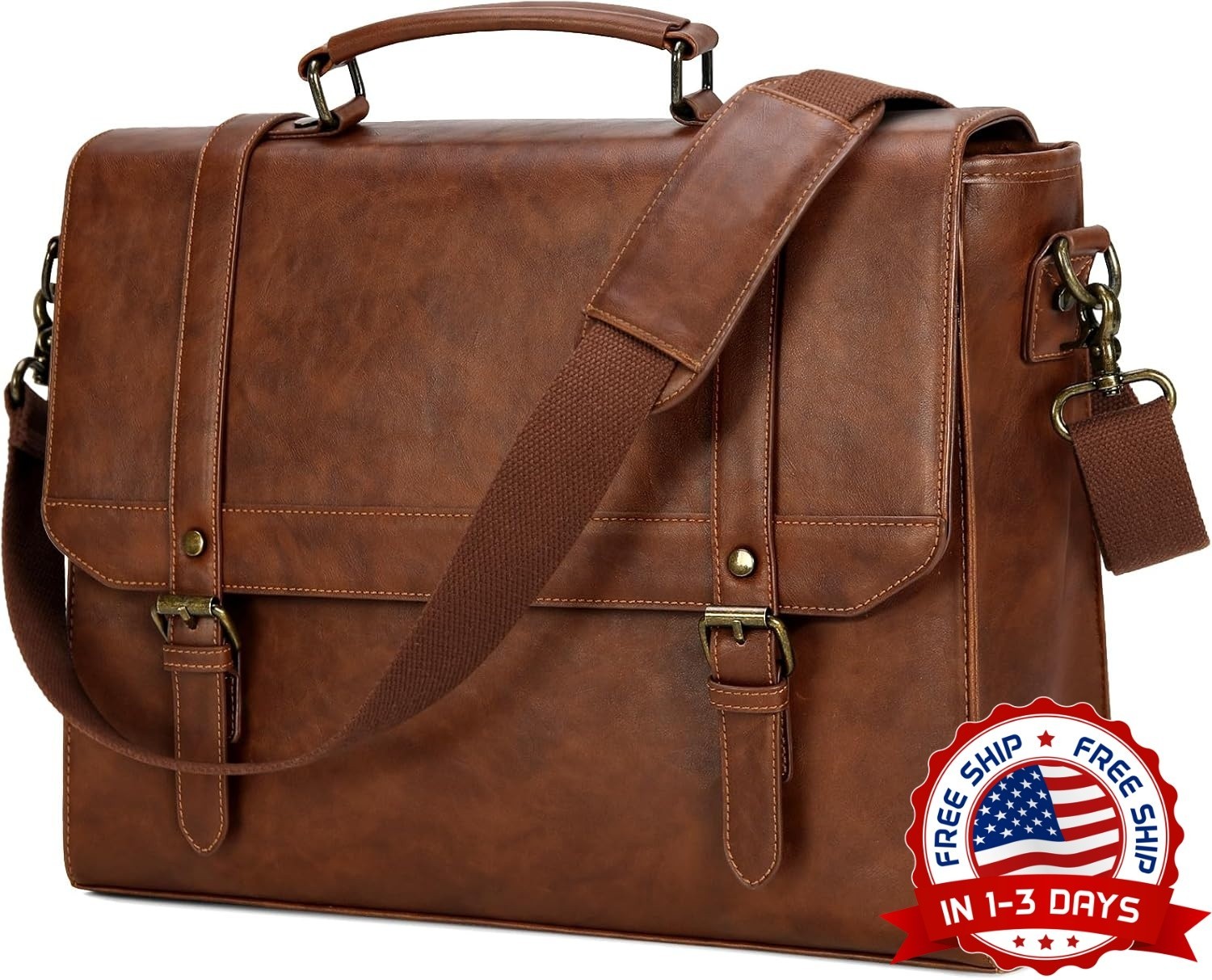 Bolso bandolera para hombre de 15,6 pulgadas de piel vintage resistente al agua