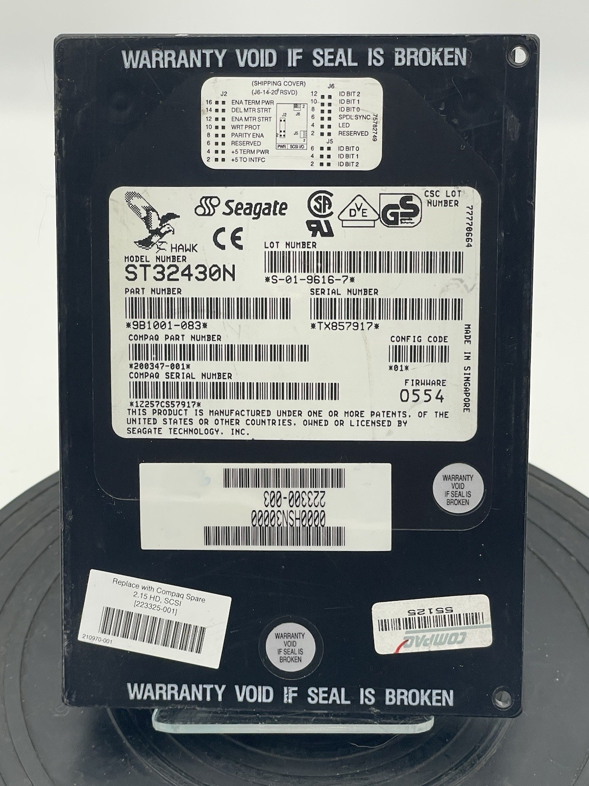 Vintage Seagate Hawk 2LP ST32430N 2.1GB 5400RPM 50-Pin SCSI 3.5"  Hard Drive