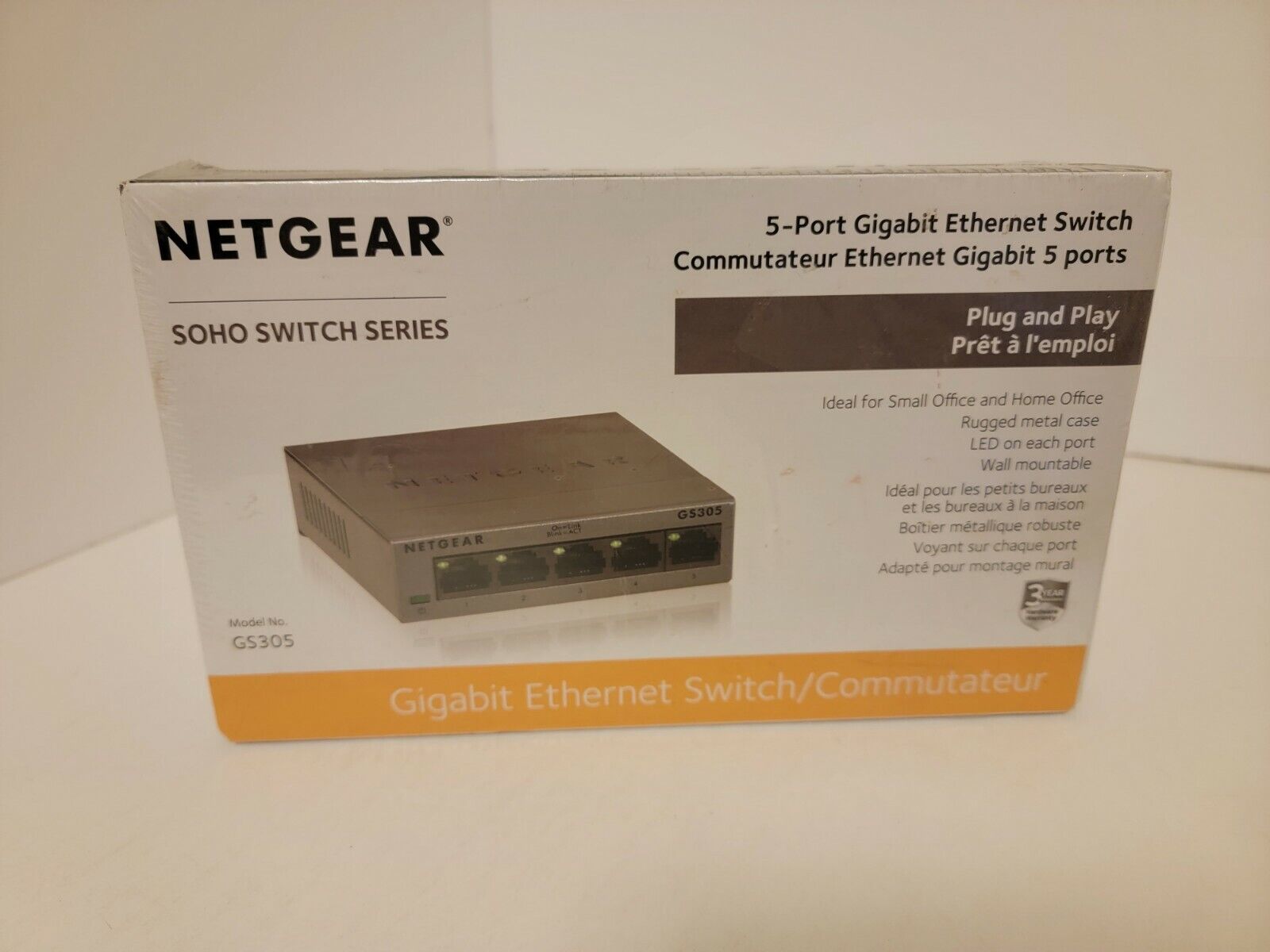 New NETGEAR GS305 100PAS 5 Port Gigabit Ethernet Unmanaged Switch Soho Series