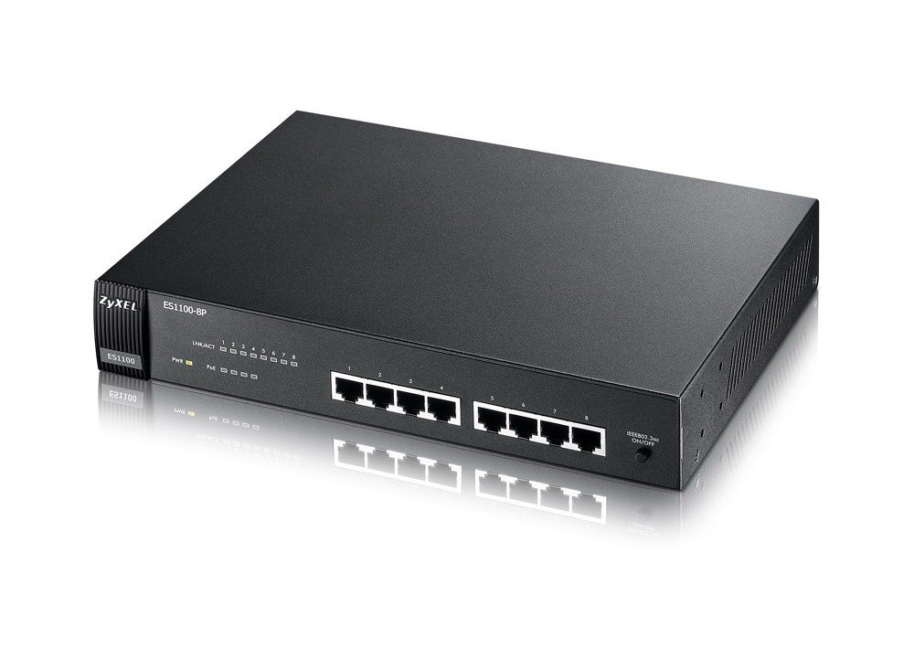ZyXEL ES1100-8P 8-Port 10/100 Unmanaged PoE Switch ES1100 8P B-8
