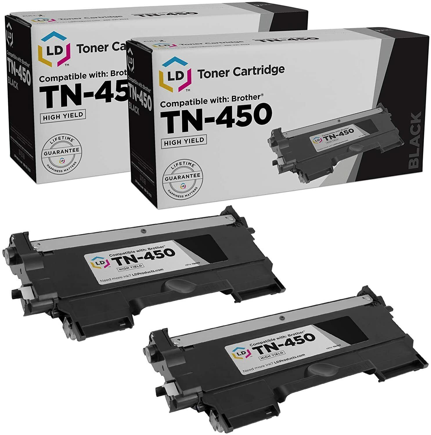 LD  2pk for Brother TN450 HY Toner DCP MFC Intellifax Printers 2840 2940 TN-450