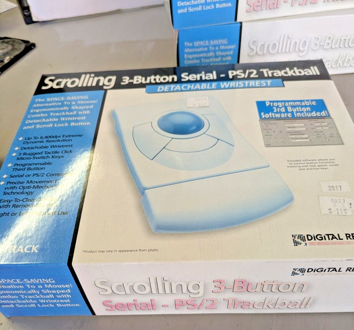 DRTrack vintage Serial RS-232 / PS2 Ball Scrolling Mouse (Non Optical)