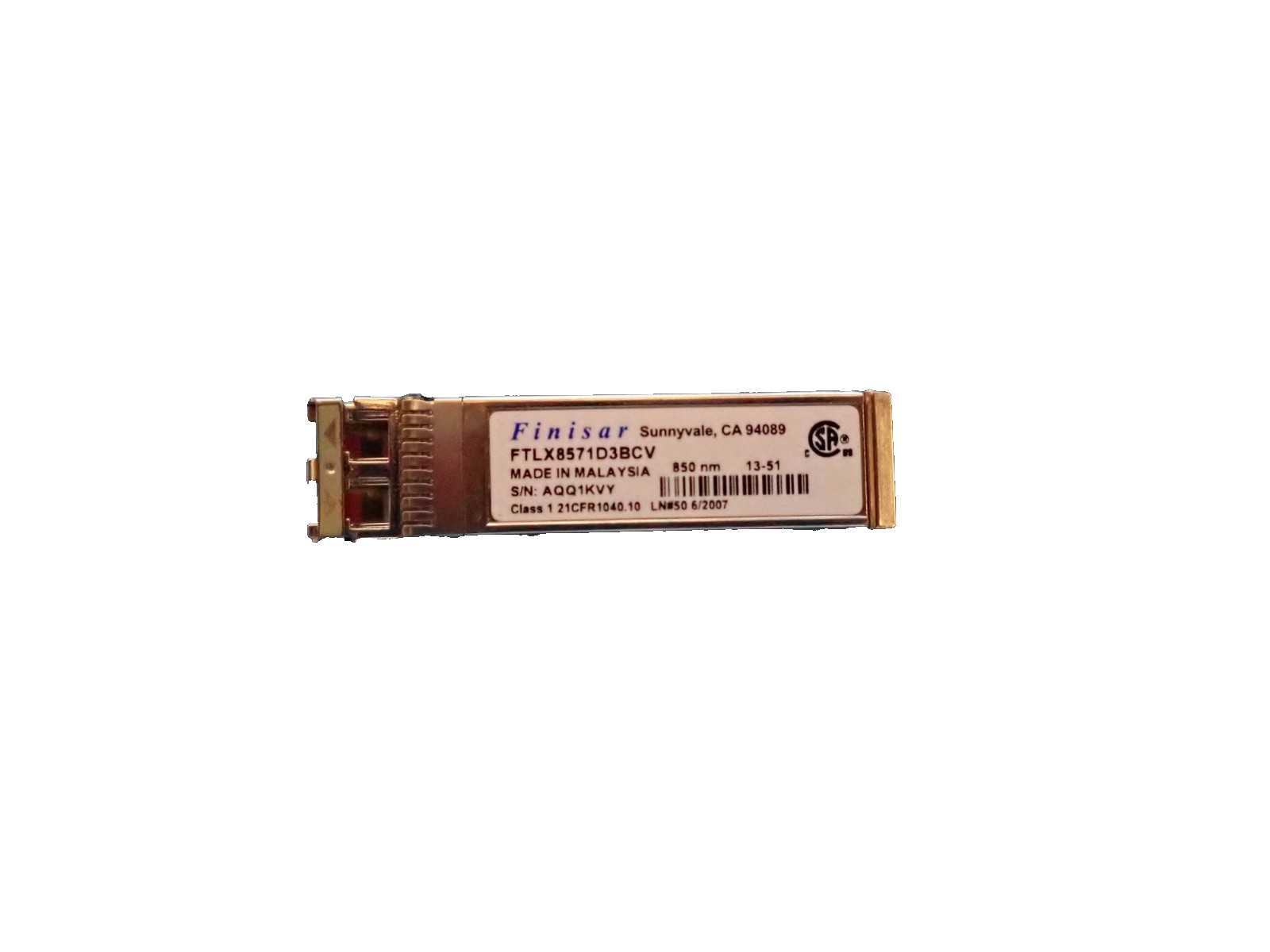 Lot of 8 Finisar FTLX8571D3BCV 10GBASE-SR/SW 10G Ethernet Transceiver Module