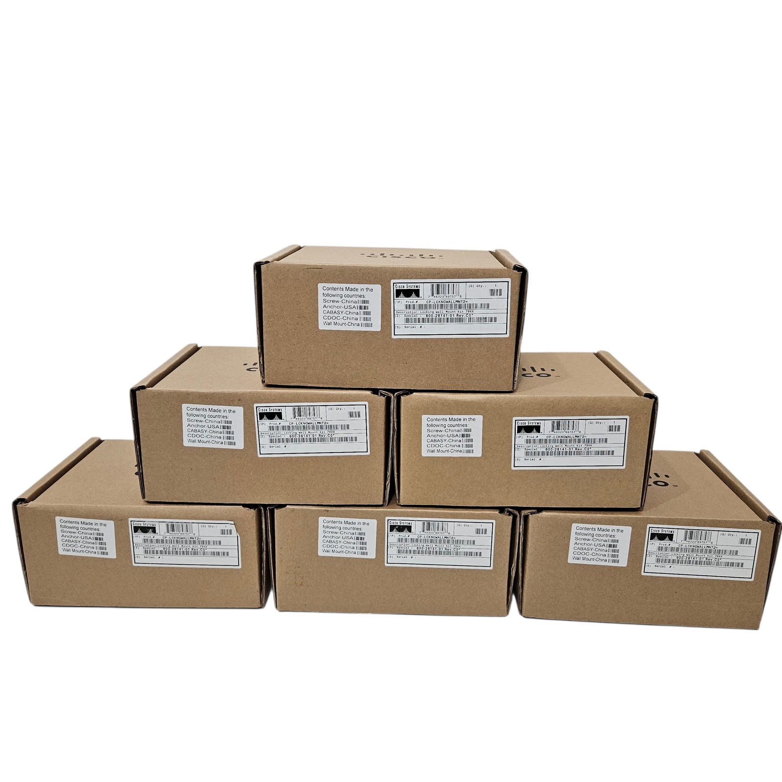Lot of 6 Cisco CP-LCKNGWALLMNT2 Universal Locking Wall Mount Kit