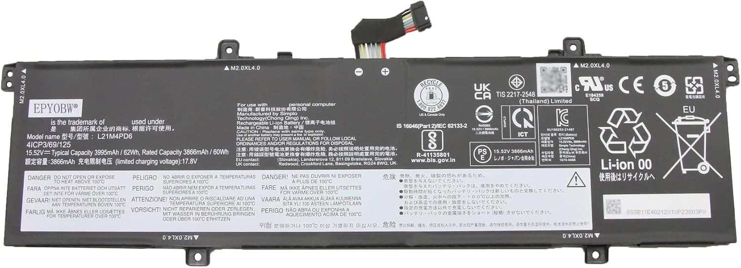 L21M4PD6 Laptop Battery 62Wh L21L4PD6 L21D4PD6 L21M3PD5 L21L3PD5 Compatible