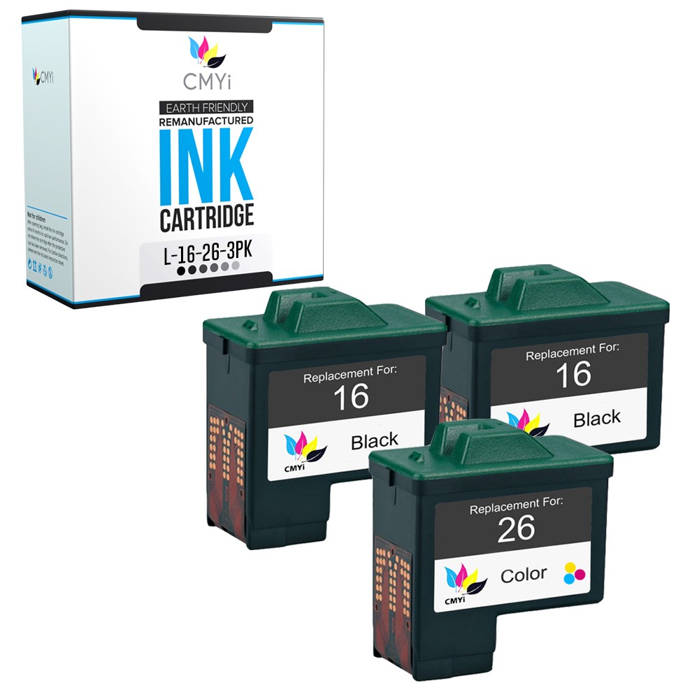 3PK Replacement CMYi Lexmark 16-26 Ink Cartridge for X Series X1150 X1155 X1160