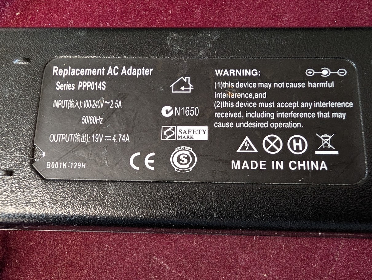 Replacement AC Adapter Series PPP014S -- TESTED
