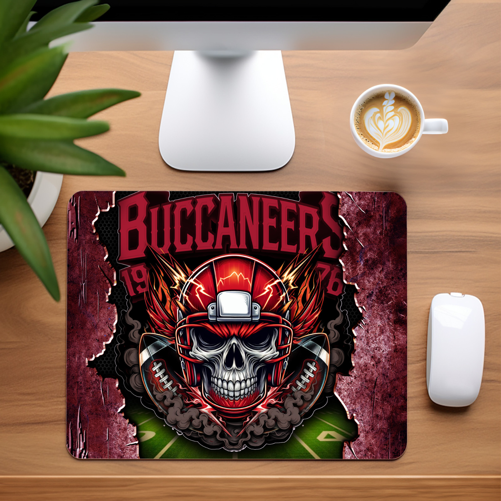 Tampa Bay Buccaneers Skull Custom Non-Slip Neoprene Mouse Pad Home Office