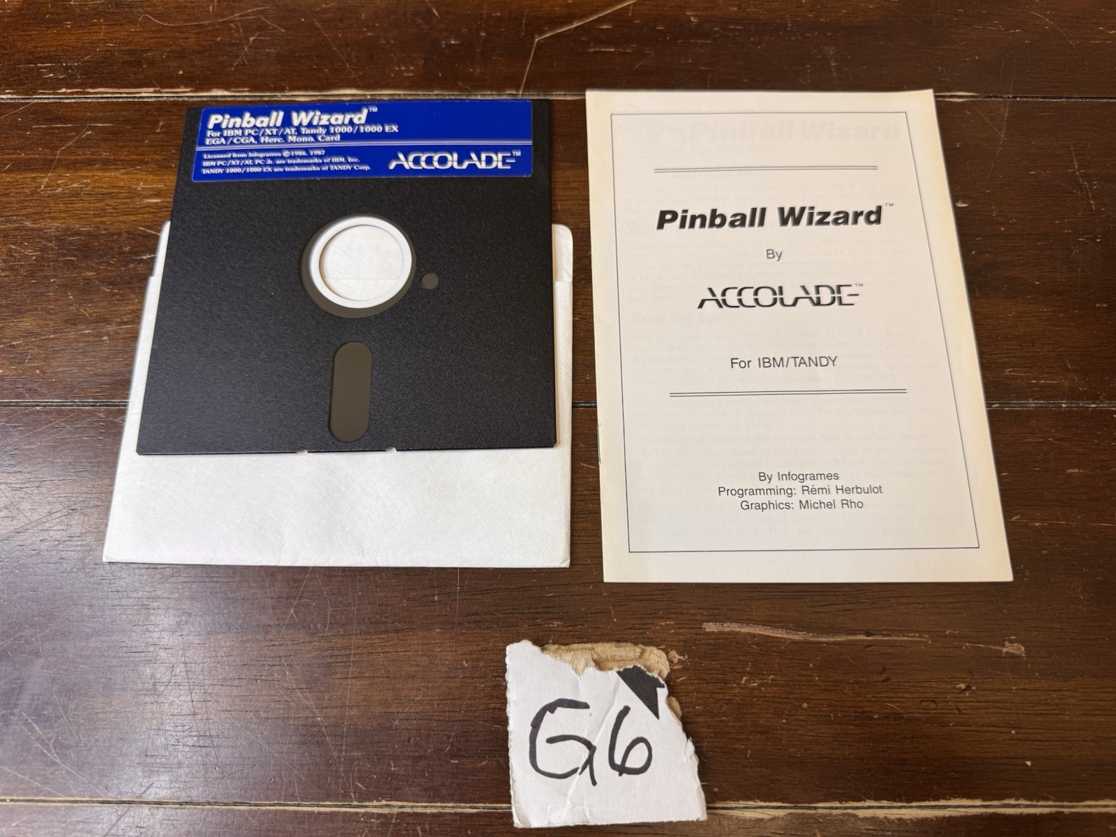 Pinball Wizard Vintage IBM PC Tandy 1000 5.25 Floppy Disk Manual Accolade 1987