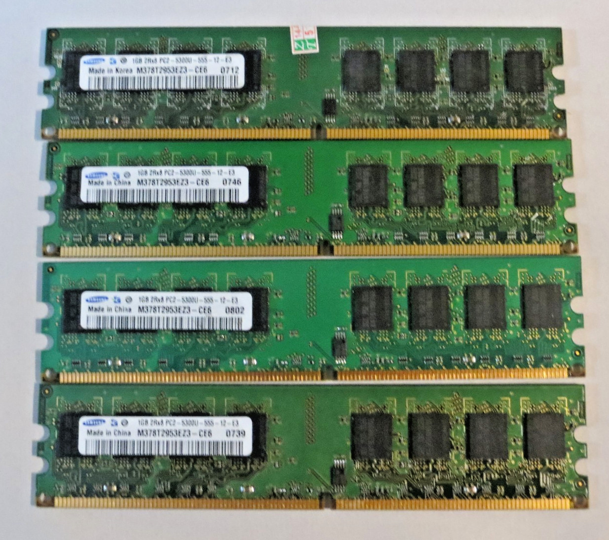 4GB Kit 4x1GB DDR2 667MHz PC2-5300 Desktop RAM Samsung M378T2953EZ3-CE6 Quad