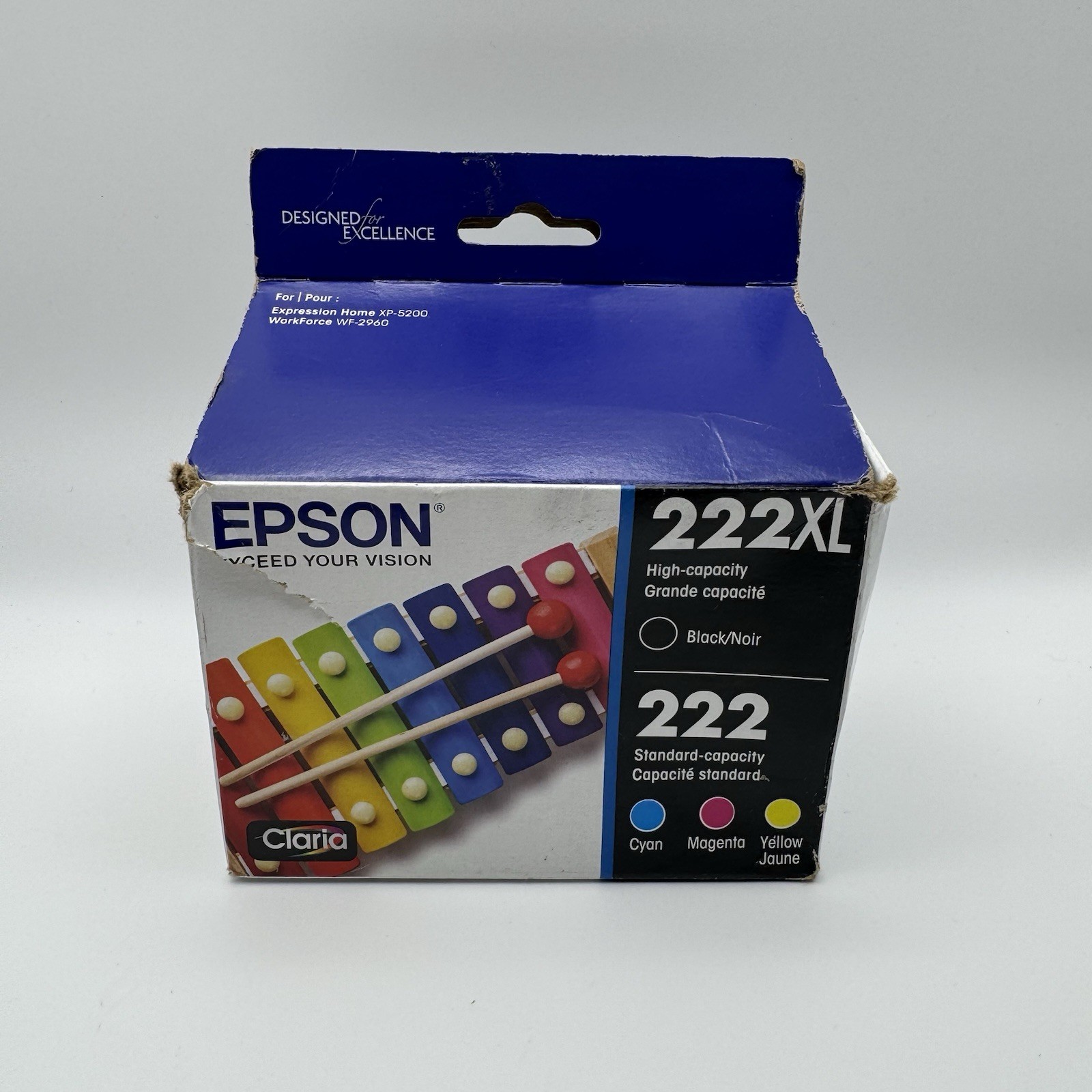 Epson 222XL/222 Genuine Original Inkjet Ink Cartridges Combo Pack Black & CMY