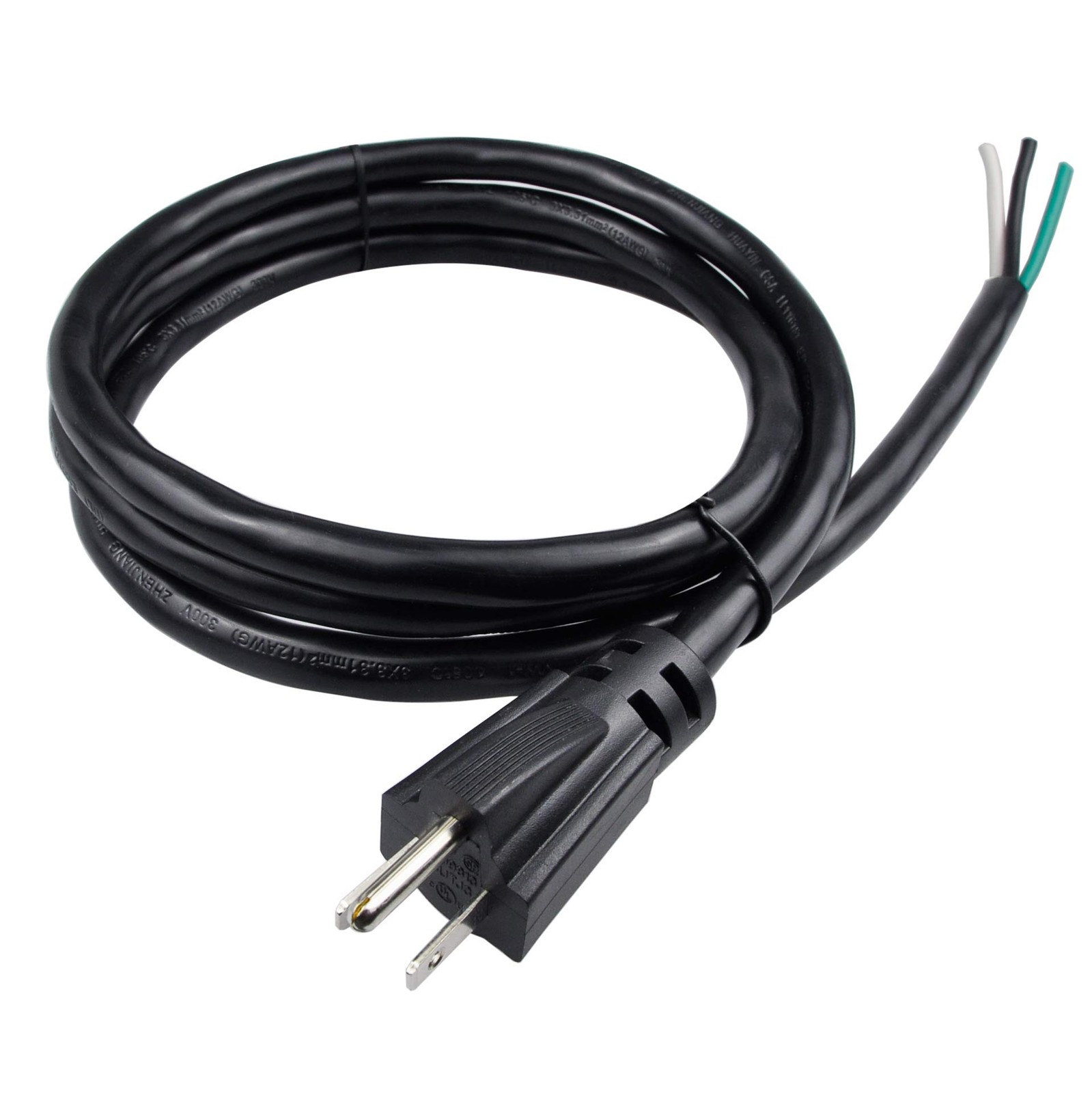 Pinfox 3ft 12 Gauge 3 Prong Power Supply Cord, 110V 115V 120V Pigtail Cable, ...