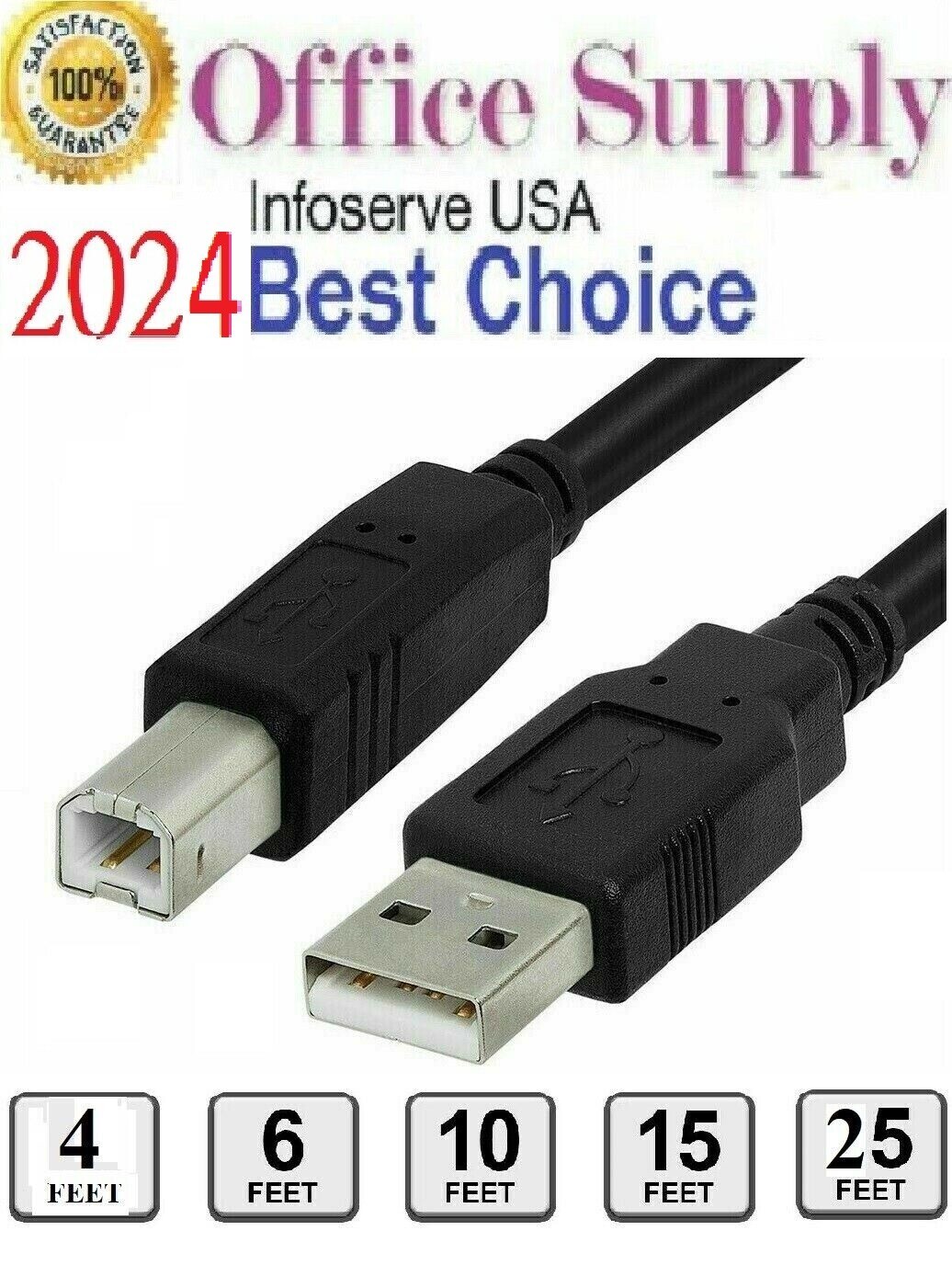 10x 5Ft USB 2.0 Printer Cable A to B Male/Male HP,Epson, Dell, 10× 5Ft USB2.0**