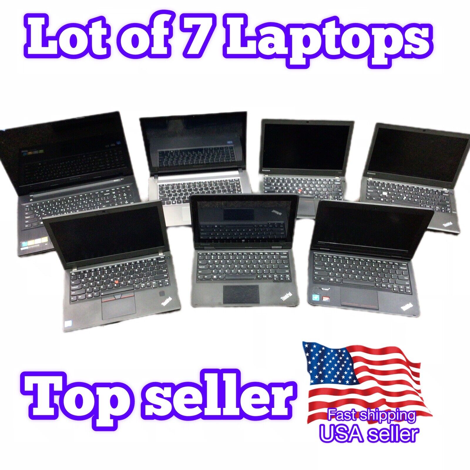 Lot of 7 Lenovo ThinkPad laptops  NO HD/AC For Parts AS/IS Technician Special