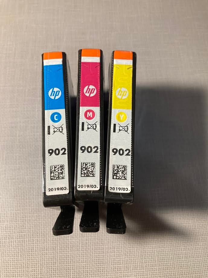 HP 902 Tri Color 3-PACK Original Genuine OEM Ink Cartridge Open Box 03/2019