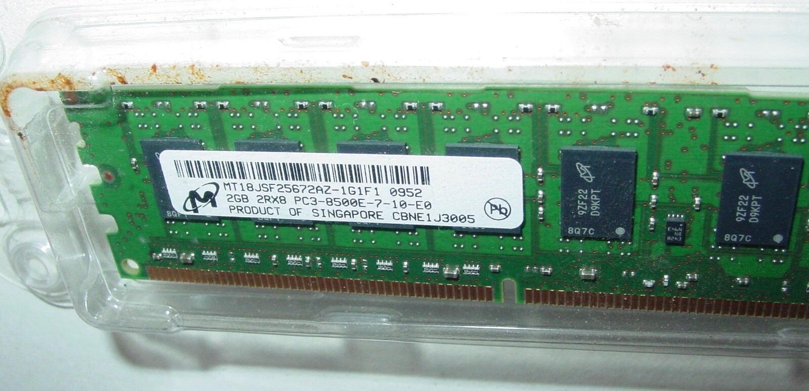 Micron 4GB (2x2GB) 2RX8 PC3-8500E  MT18JSF25672AZ-1G1F1 NOS