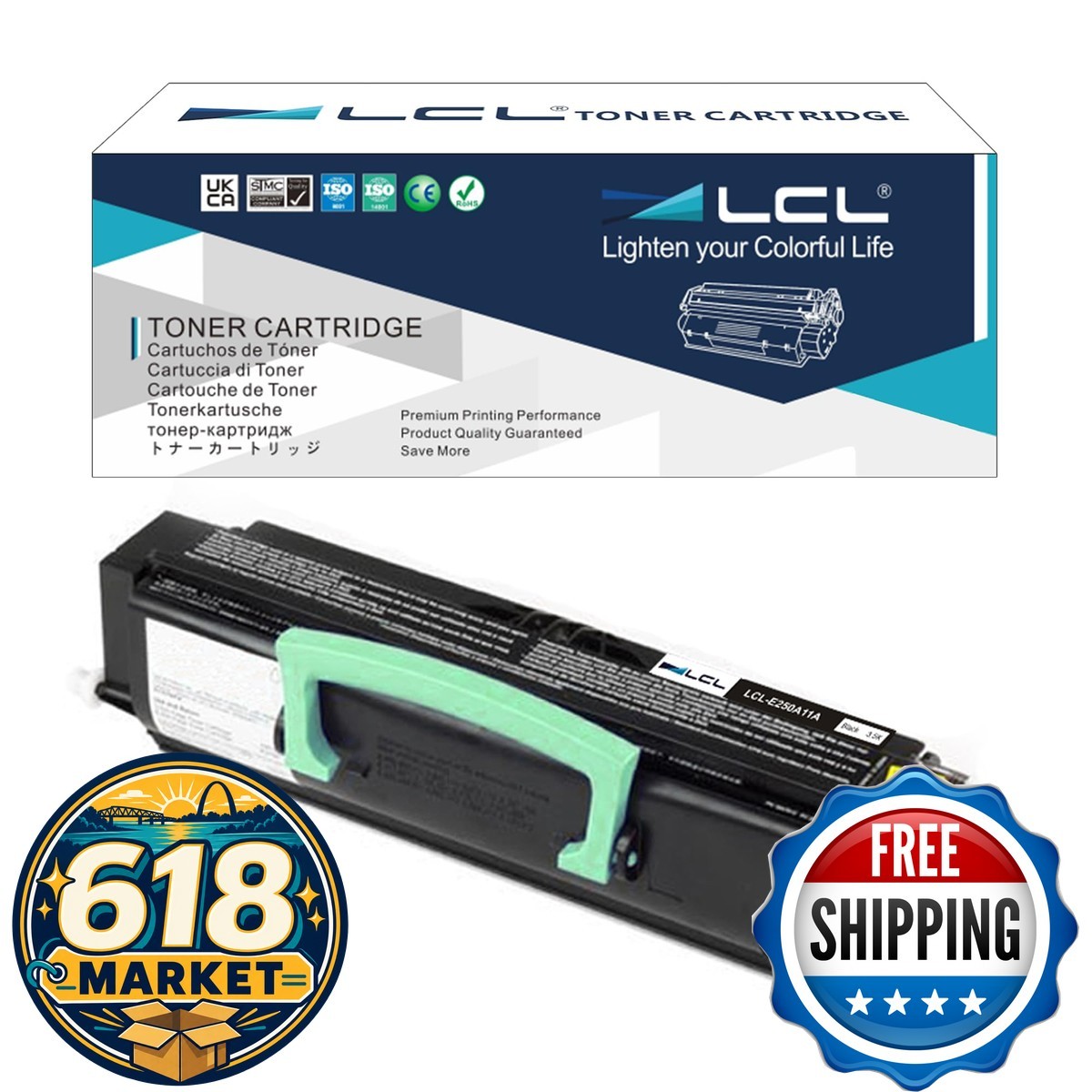 LCL Compatible Toner Cartridge for Lexmark E250A11A E250D E350D (1-Pack Black)