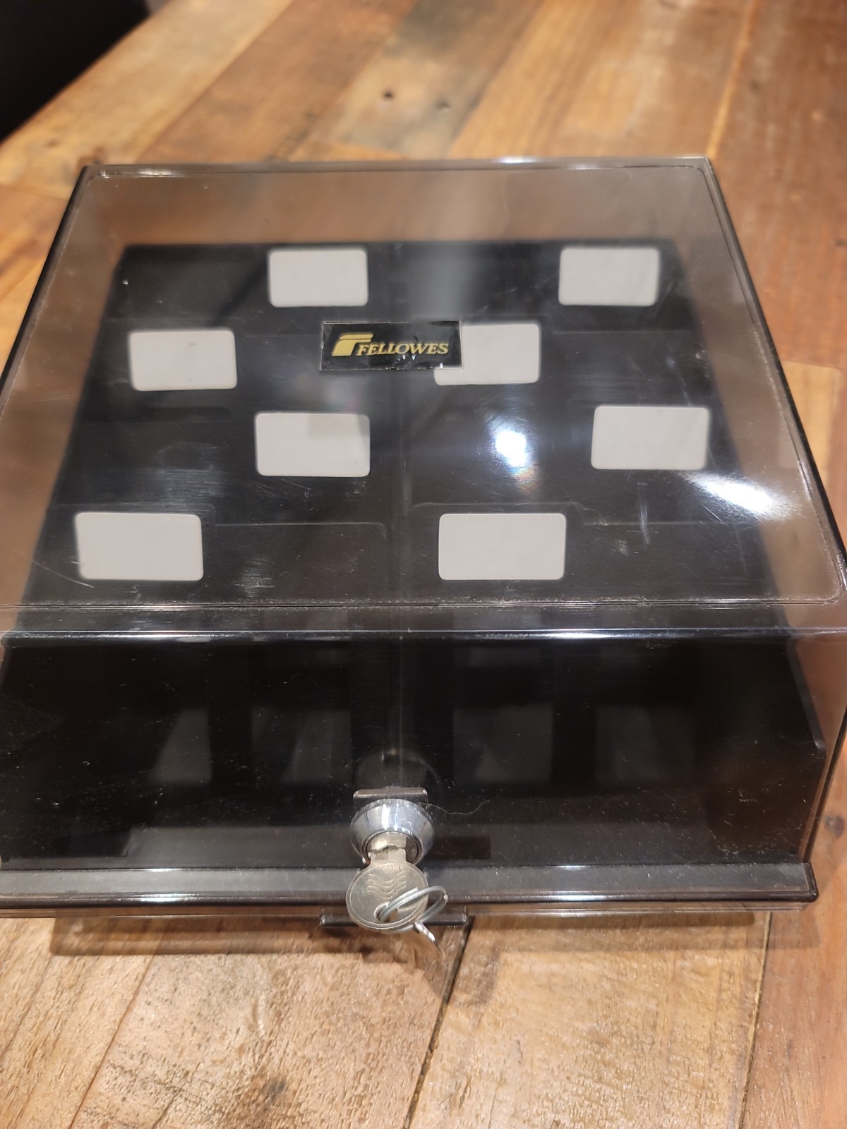 Fellows 3.5" Floppy Disks Black Storage Case w Keys Model #95090 Excellent Cond