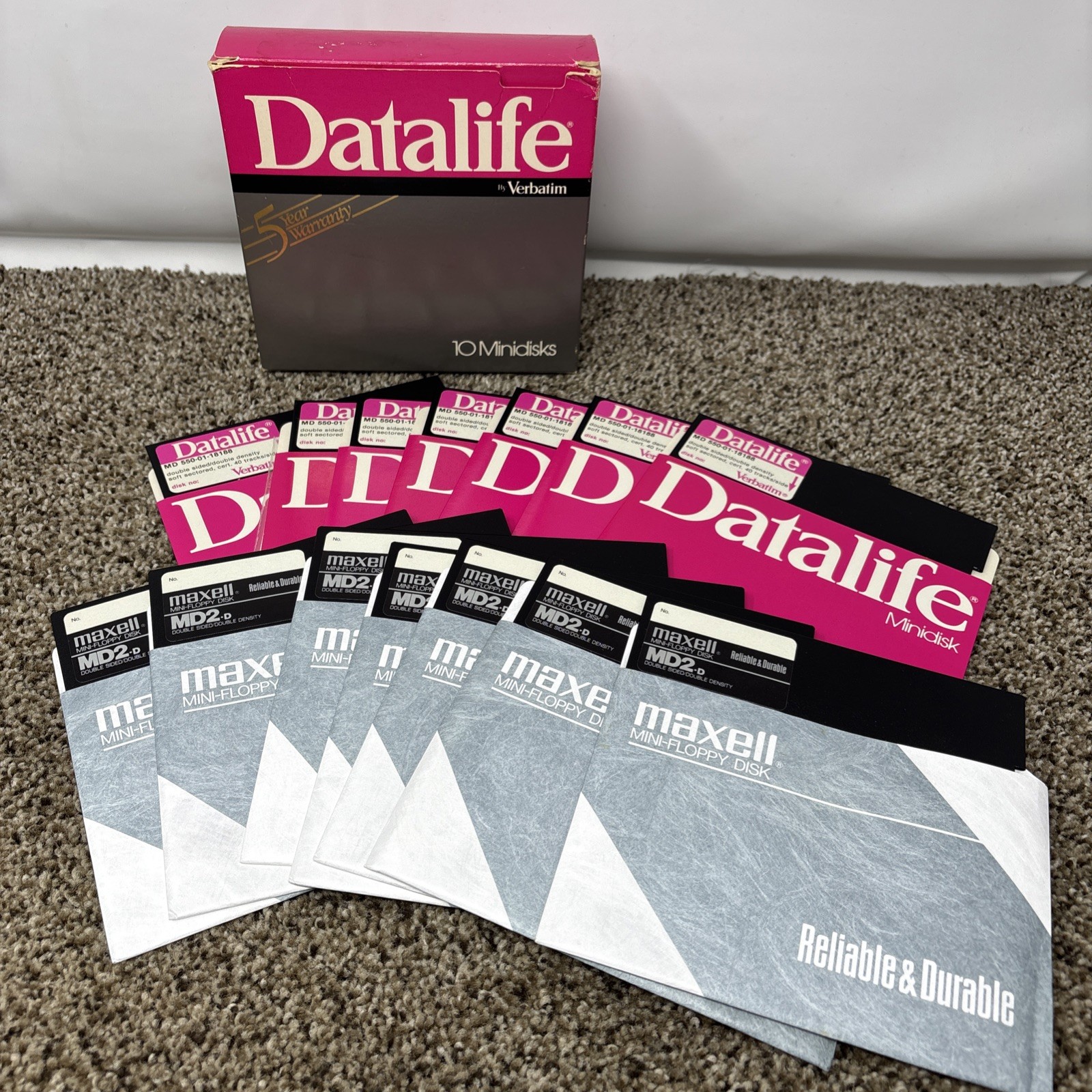 Lot of 14 Vintage Verbatim DataLife Maxell 5.25-inch Floppy Disks