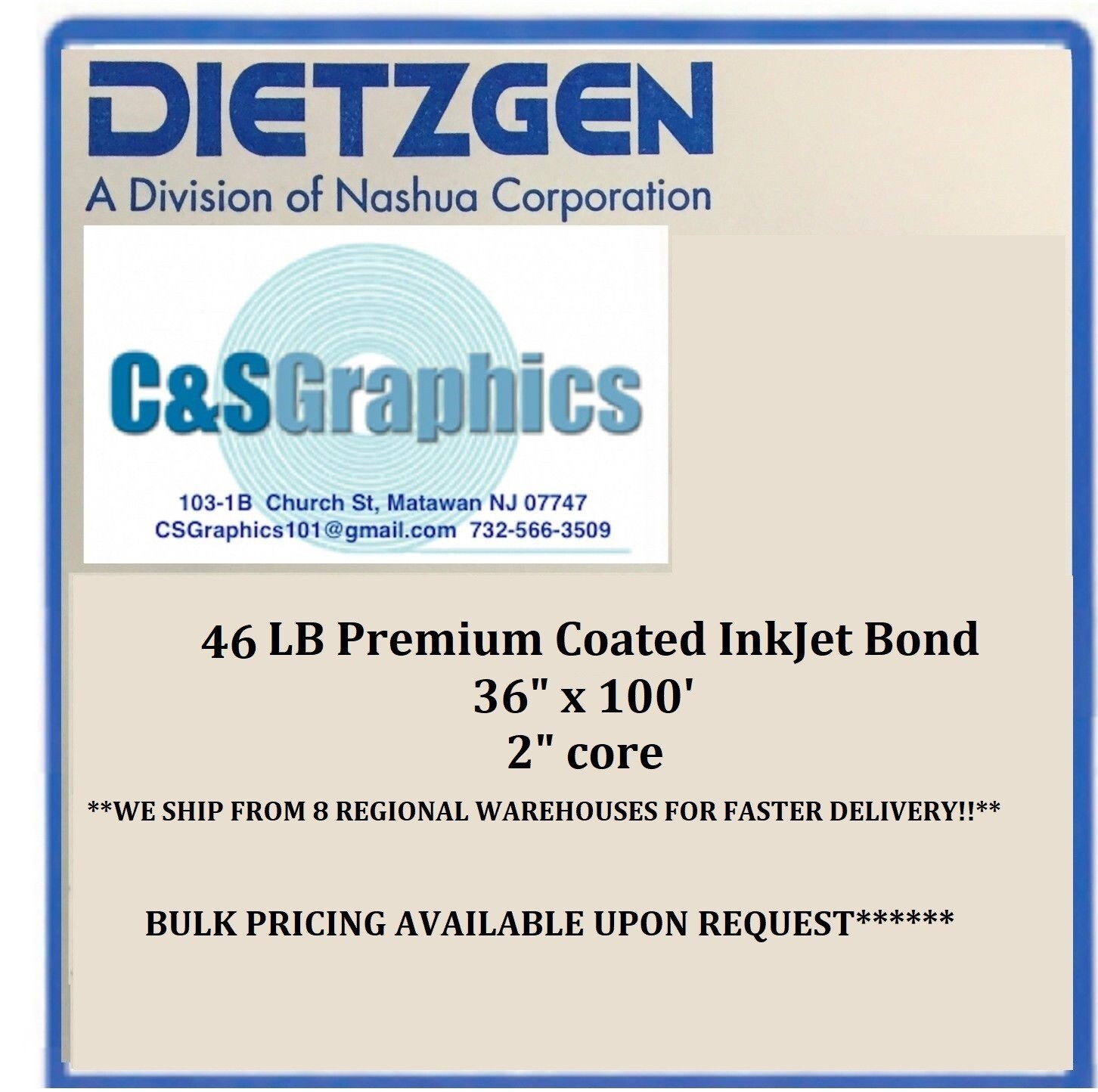 1 ROLL  36"x100' 46LB COATED BOND INKJET PRESENTATION PAPER 