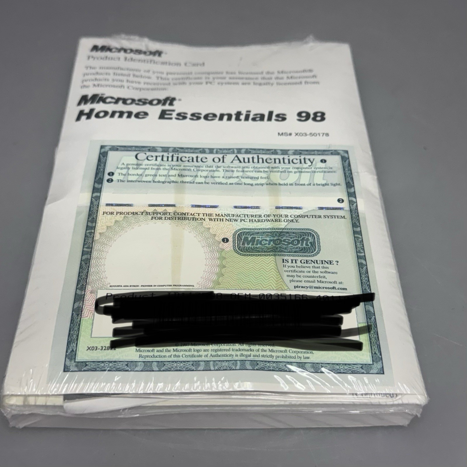 Vtg Microsoft Home Essentials 98 OEM PC Software CD ROM Sealed COA 1997