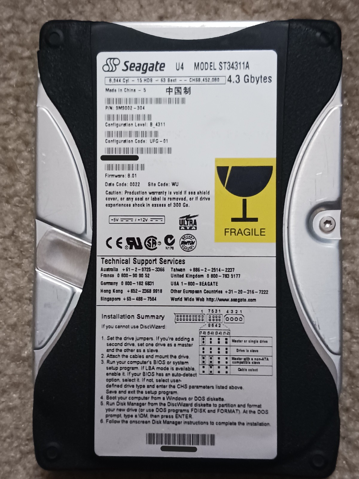 SEAGATE Medalist ST34311A 4.3 GB ATA/66 3.5" Internal IDE Hard Drive