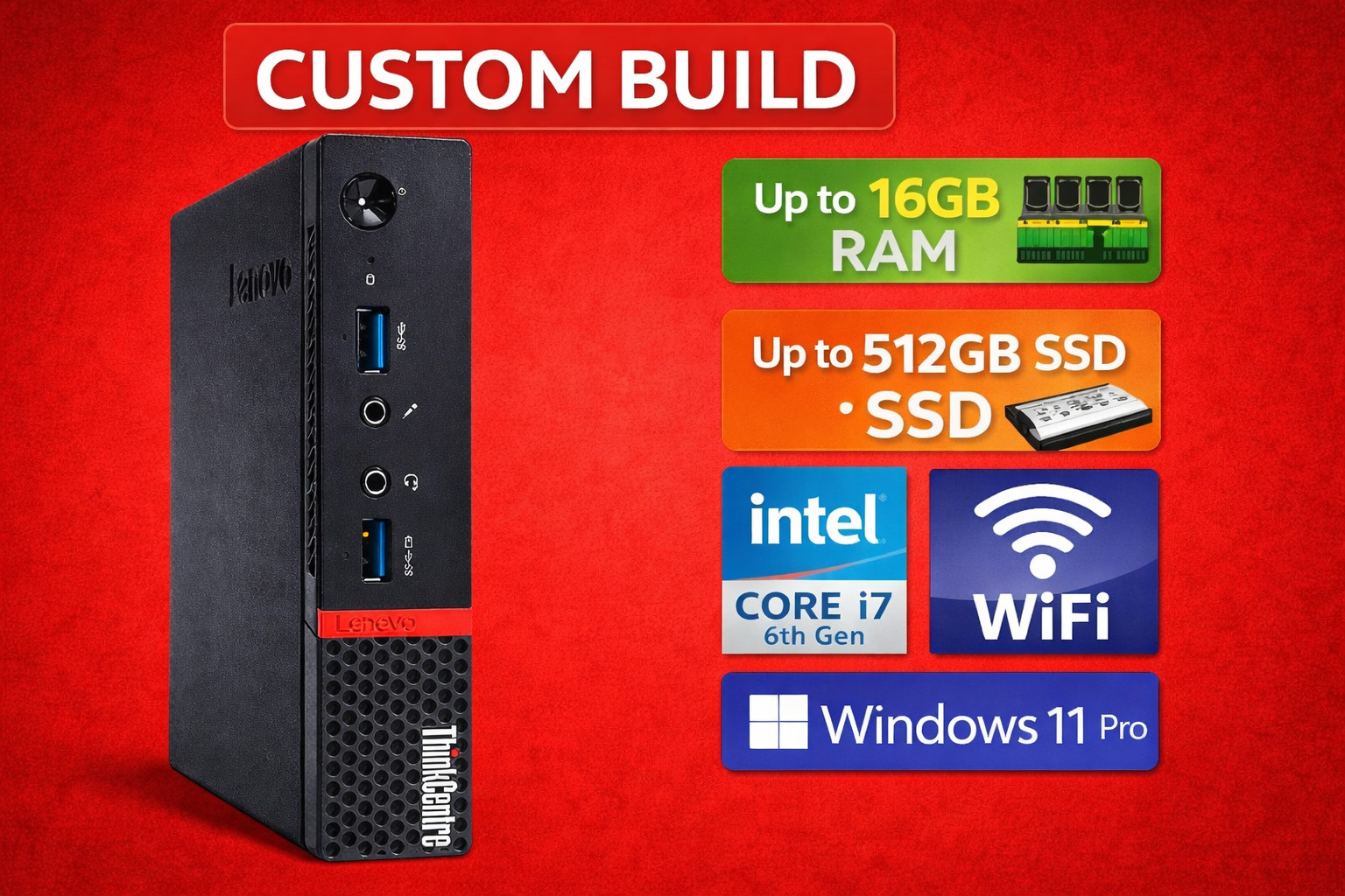Lenovo ThinkCentre M700 Tiny Core i7| 8GB-16GB RAM | 128GB–512GB SSD | Win 11Pro