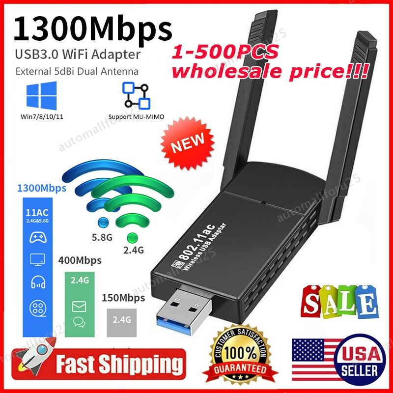 LOT USB 3.0 Wireless WIFI Adapter 1300Mbps Long Range Dongle Dual Band Network