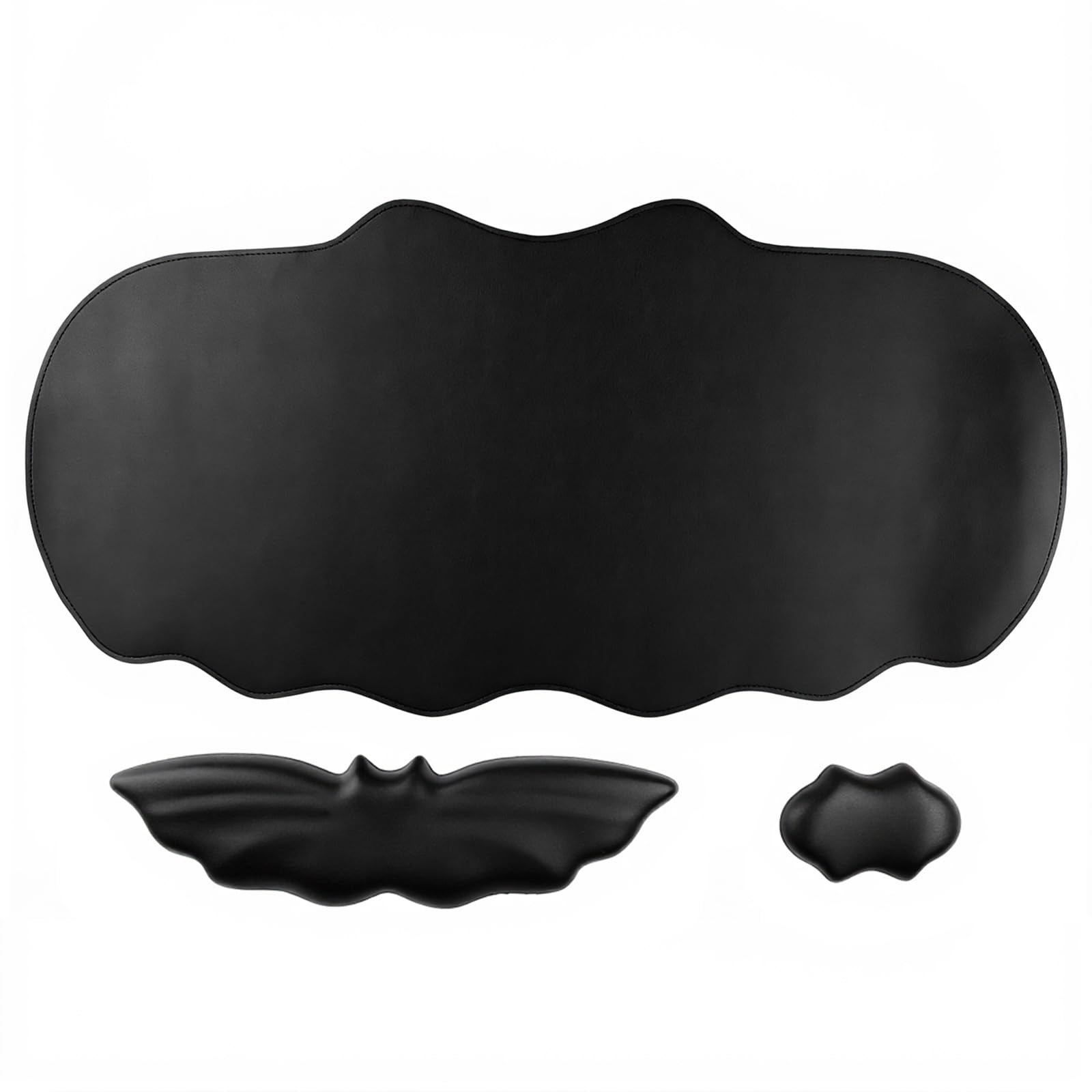 Tscuite Bat Mouse Pad, PU Leather Mousepad, 3 in 1 Keyboard Wrist Rest and Mouse