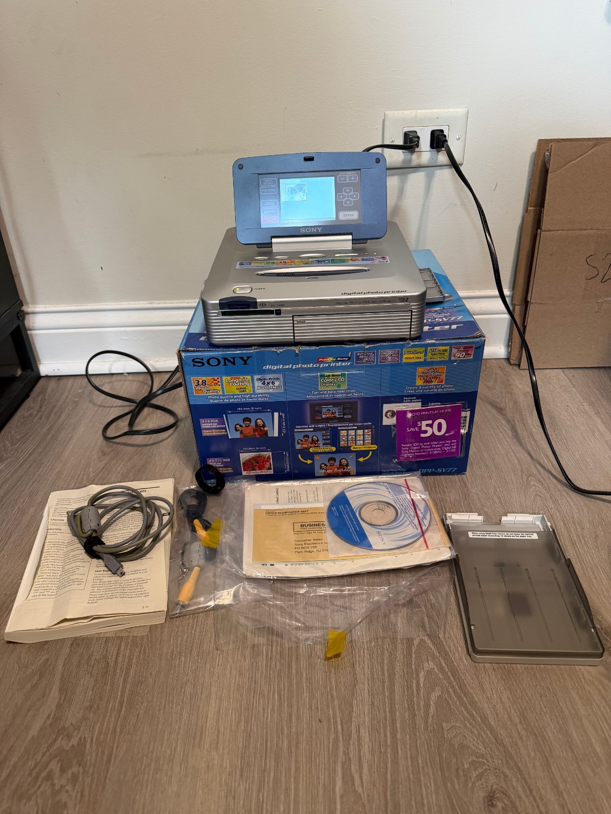 Vintage Sony DPP-SV77 Digital Photo Printer with Fold-up Monitor in Open Box
