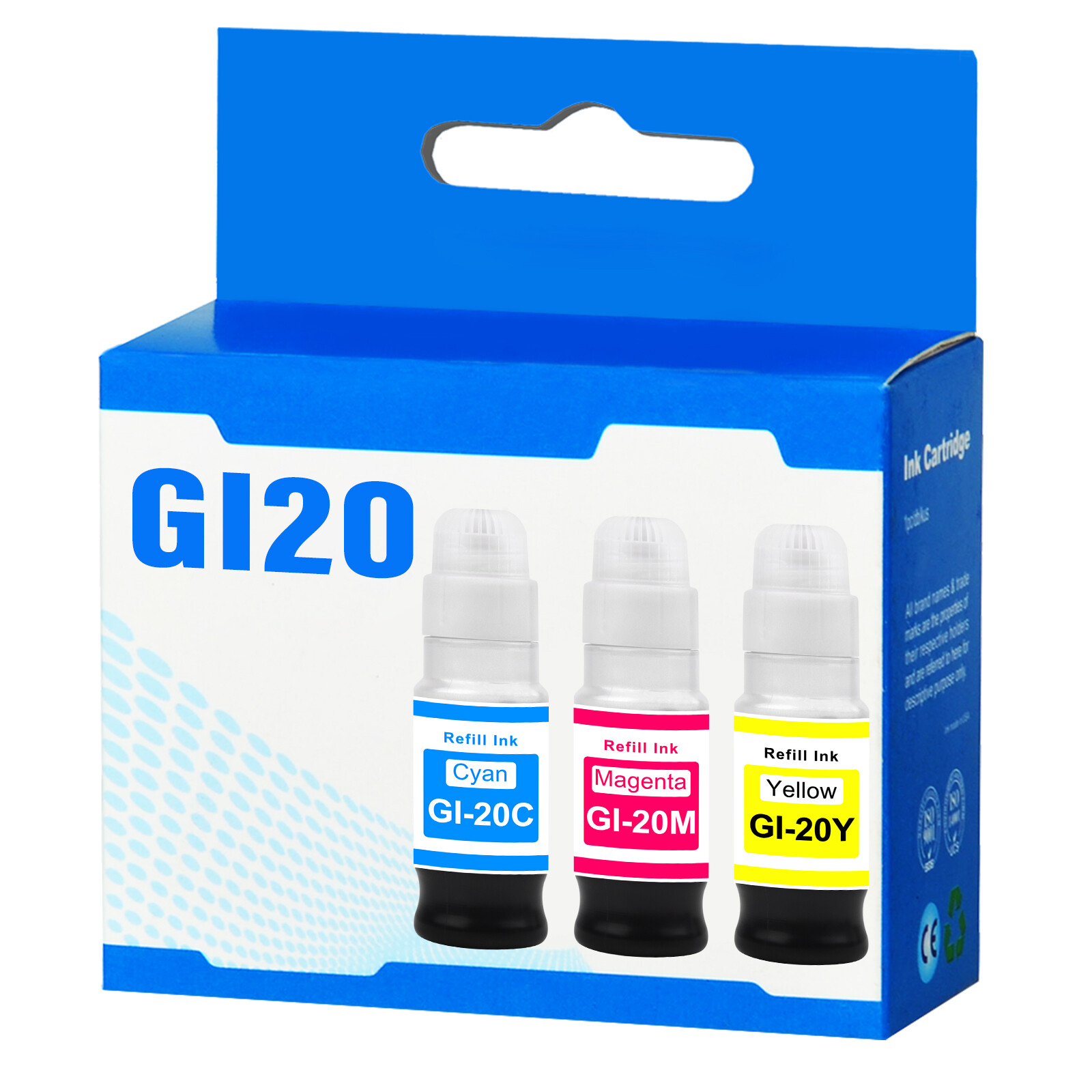 High-Quality GI-20 Compatible Ink – 210ml CMY Bottles for Canon MegaTank Printer