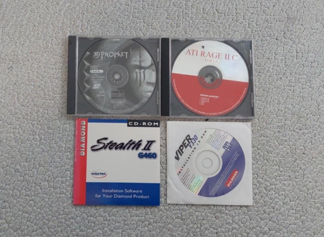 Vintage Graphics Card Driver CD-ROM's - 3D PROPHET, DIAMOND STEALTH II, VIPER...
