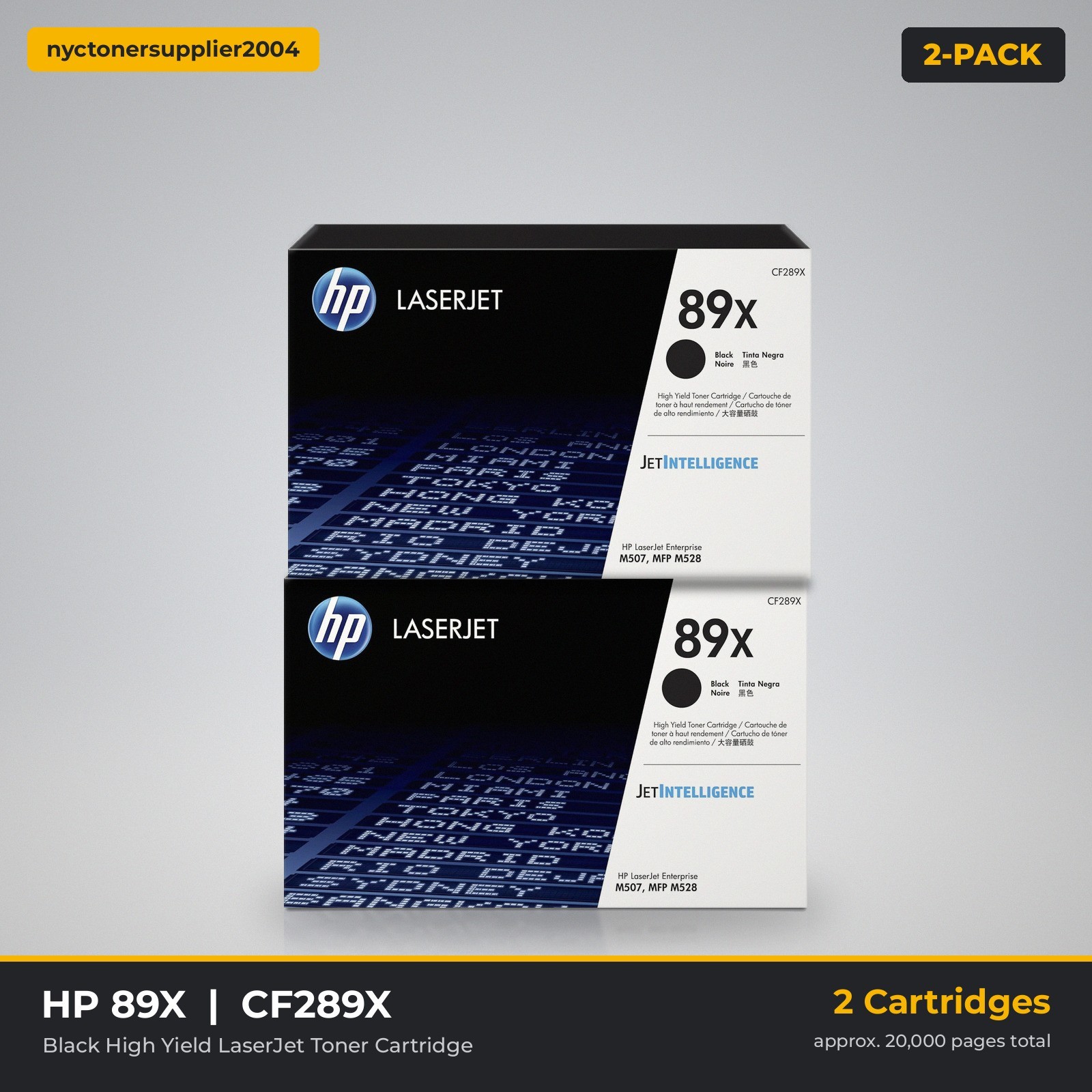 Genuine HP 89X Black High Yield Toner 2-Pack CF289X LaserJet M507 M528 New