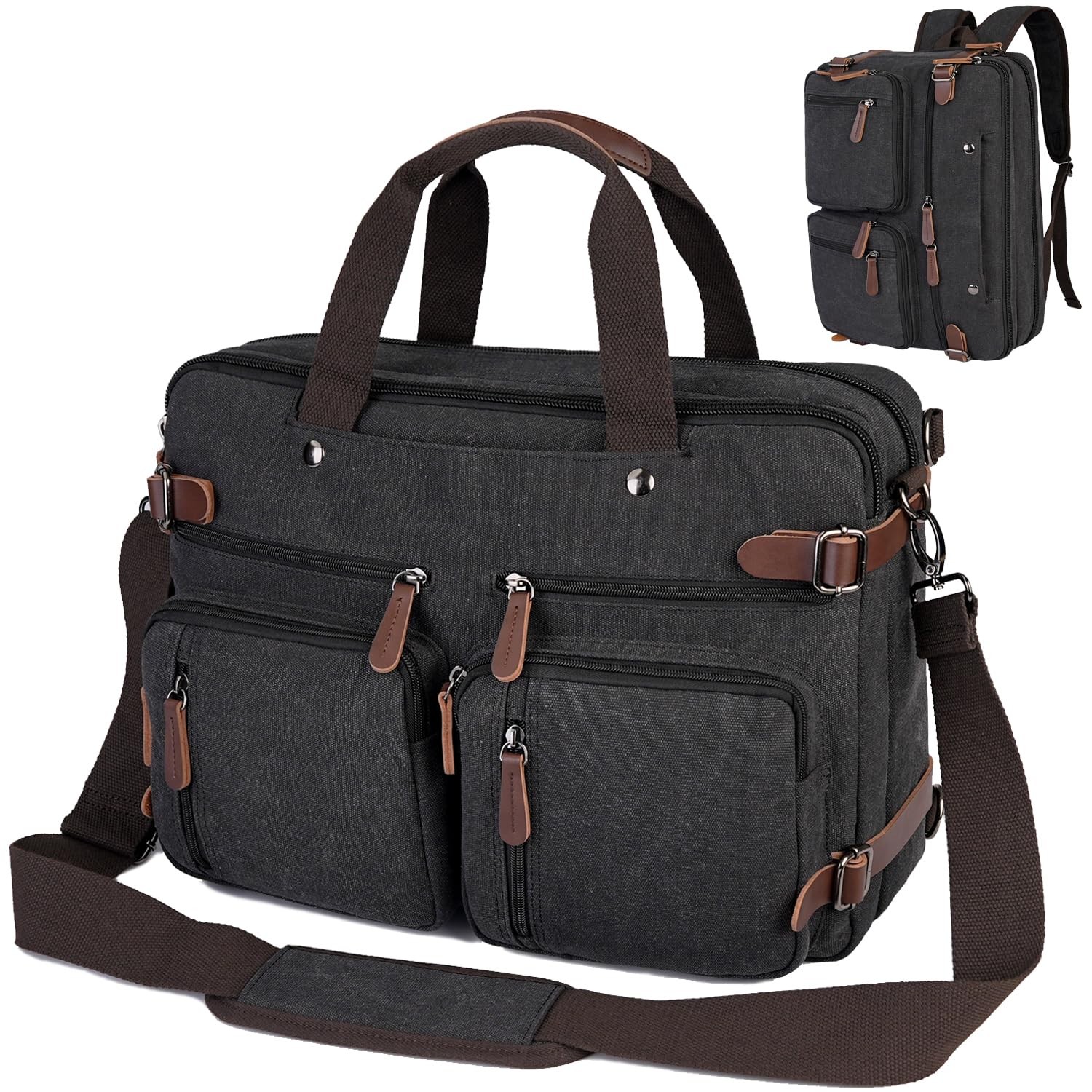 CROCOD 3 In 1 Laptop Bag for Men Women, 17.3 inch Convertible Messenger Bag C...