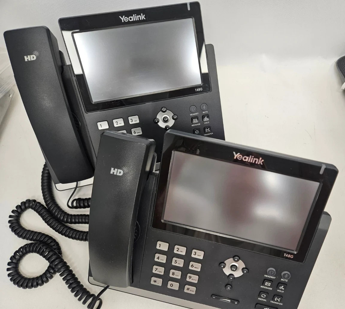 ***GREAT*** LOT OF 2 YEALINK SIP-T48G ULTRA-ELEGANT IP PHONE W HANDSET, STAND