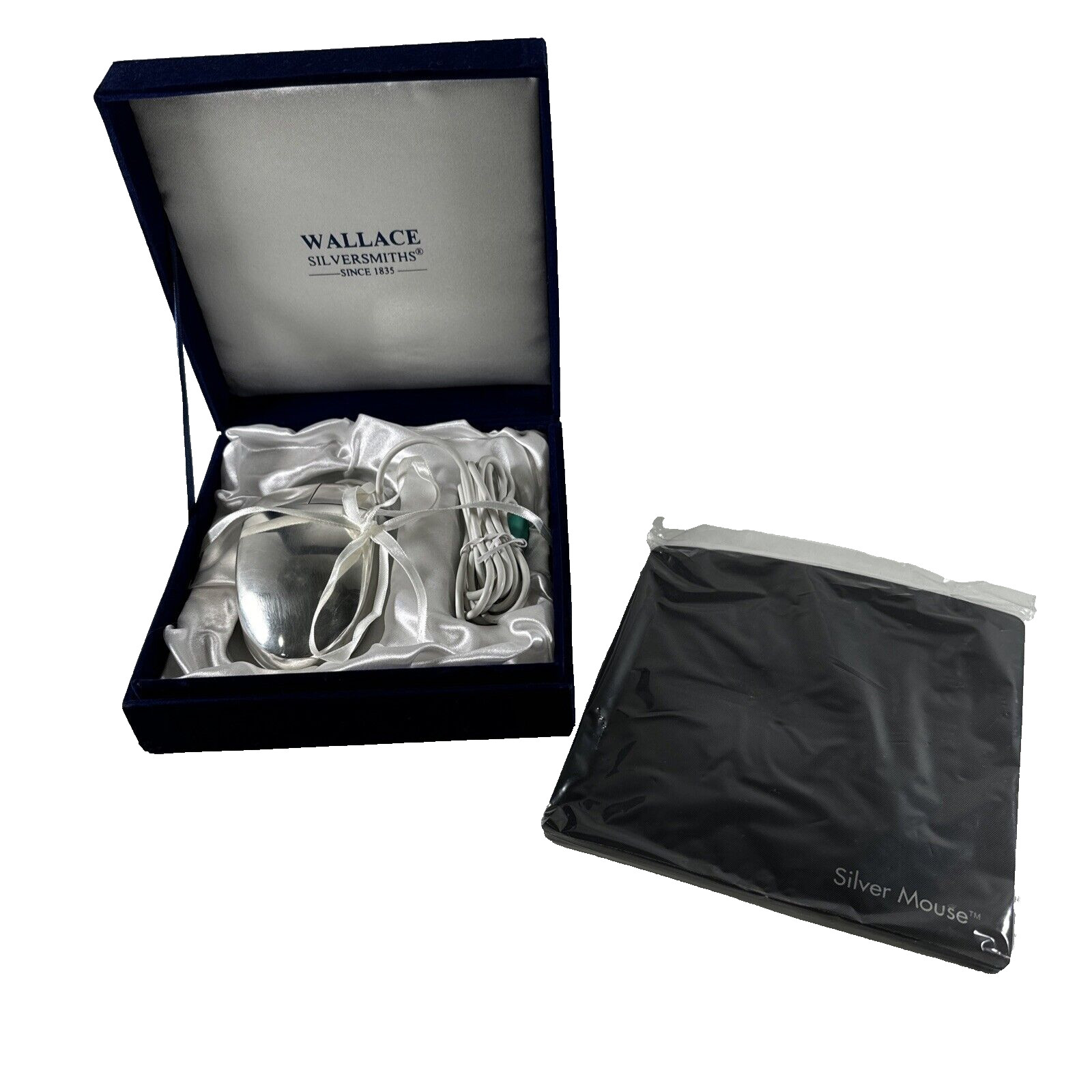 Vintage Wallace Silversmiths PS/2 Mouse Silverplated MUO6P in Box w Mouse Pad